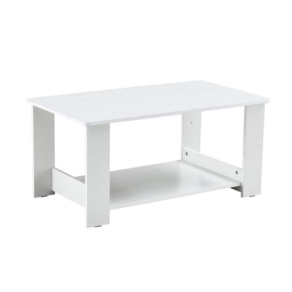 Sudzendf White MDF Rectangle Outdoor Side Table 1-Piece