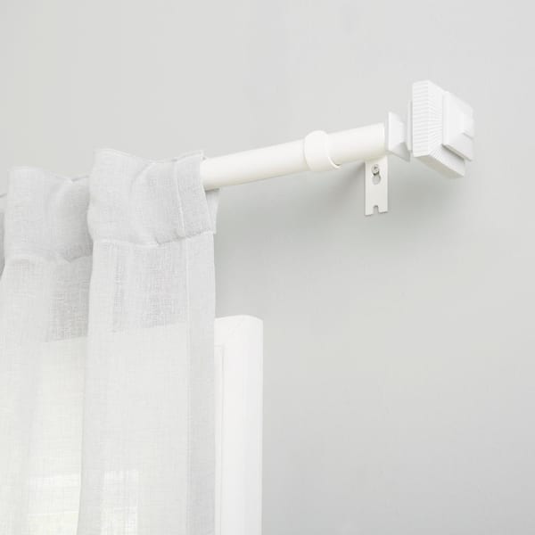 Rockwell 36 in. - 72 in. Adjustable 1 in. Single Curtain Rod Kit in Off White with Finial