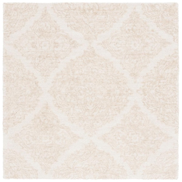 SAFAVIEH Martha Stewart Ivory/Beige 6 ft. x 6 ft. Floral Trellis Square Area Rug