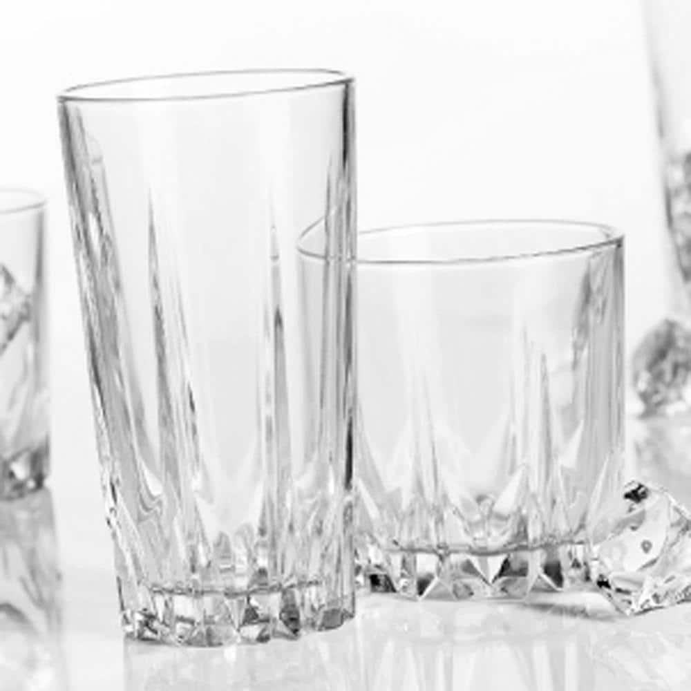 Gibson Home Great Foundations Tumbler and Double Old-Fashioned Glass Set in Square Pattern (16-Pack)