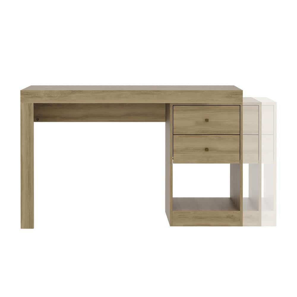 Expandable Pine Wood Home Office Desk with Storage Drawers