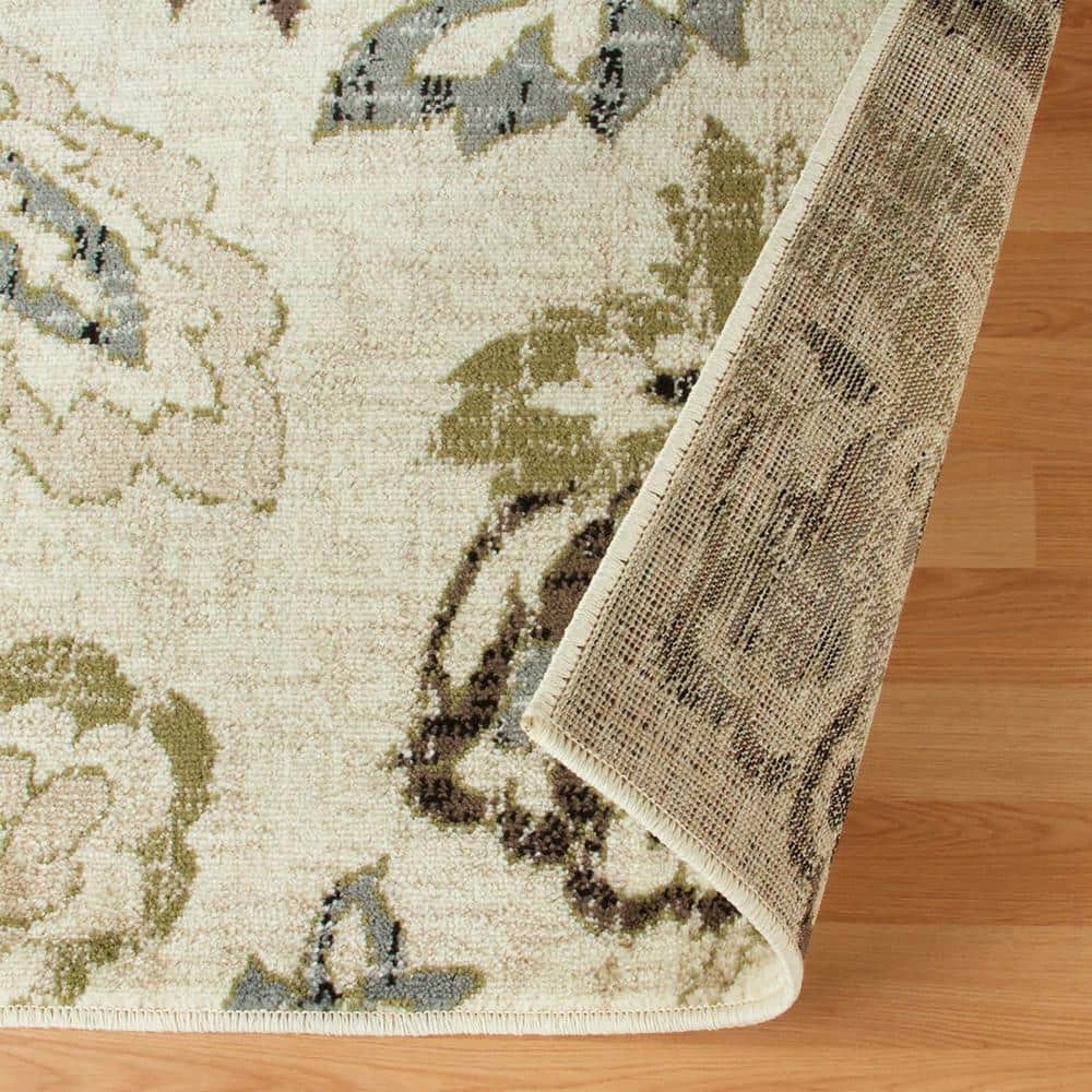 Condell Beige Floral Synthetic 9'x7' Indoor Area Rug