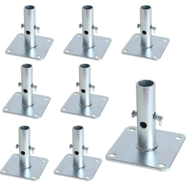 KIWDZFU Set of 8 Galvanized Scaffold Base Plates 4.7x 4.7x1-5/16 OD Silver Adjustable Design for Construction