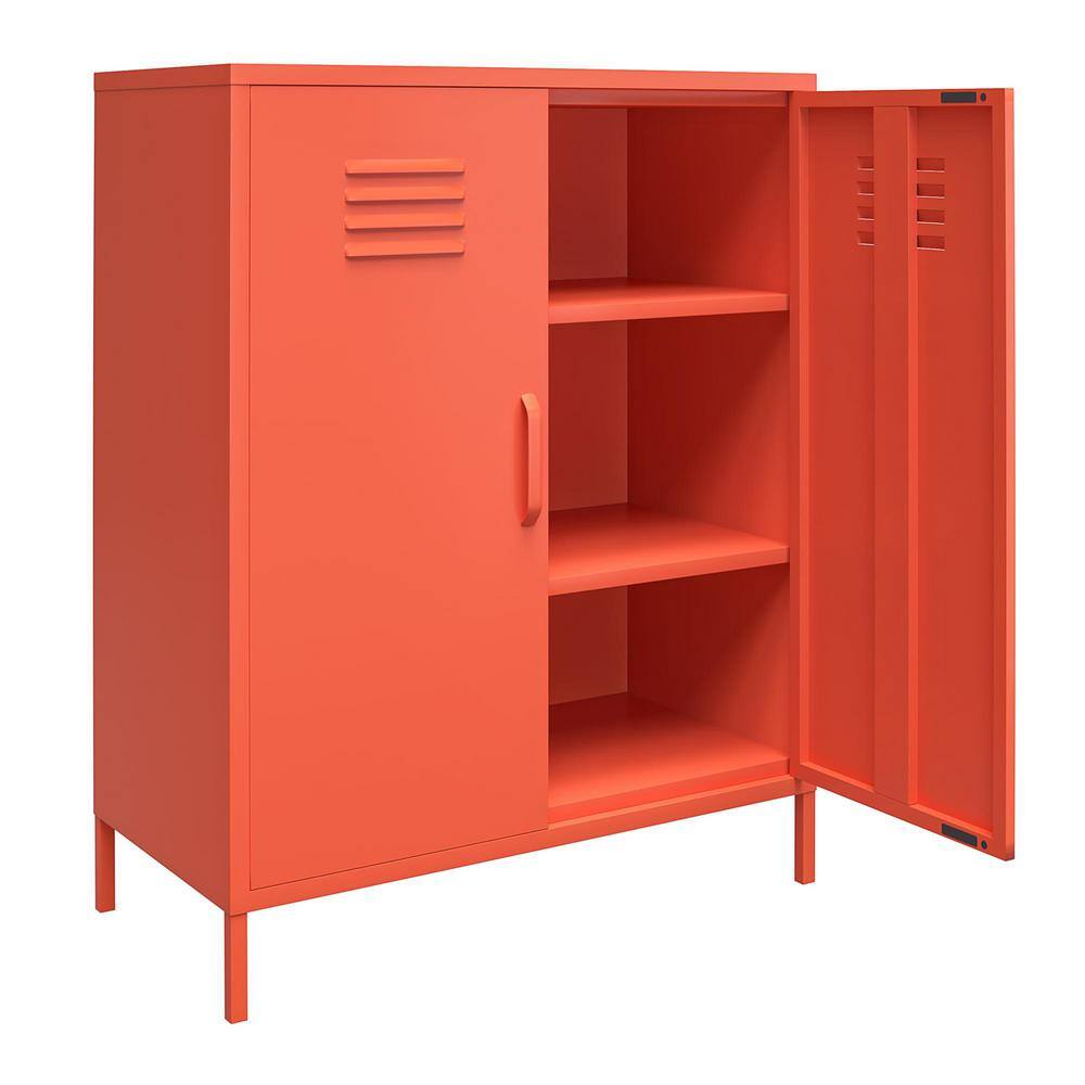 Novogratz Orange Metal Locker Style Storage Cabinet with Adjustable Shelves