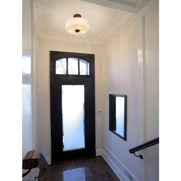 Matte Black and Bronze LED Semi-Flush Mount Ceiling Light