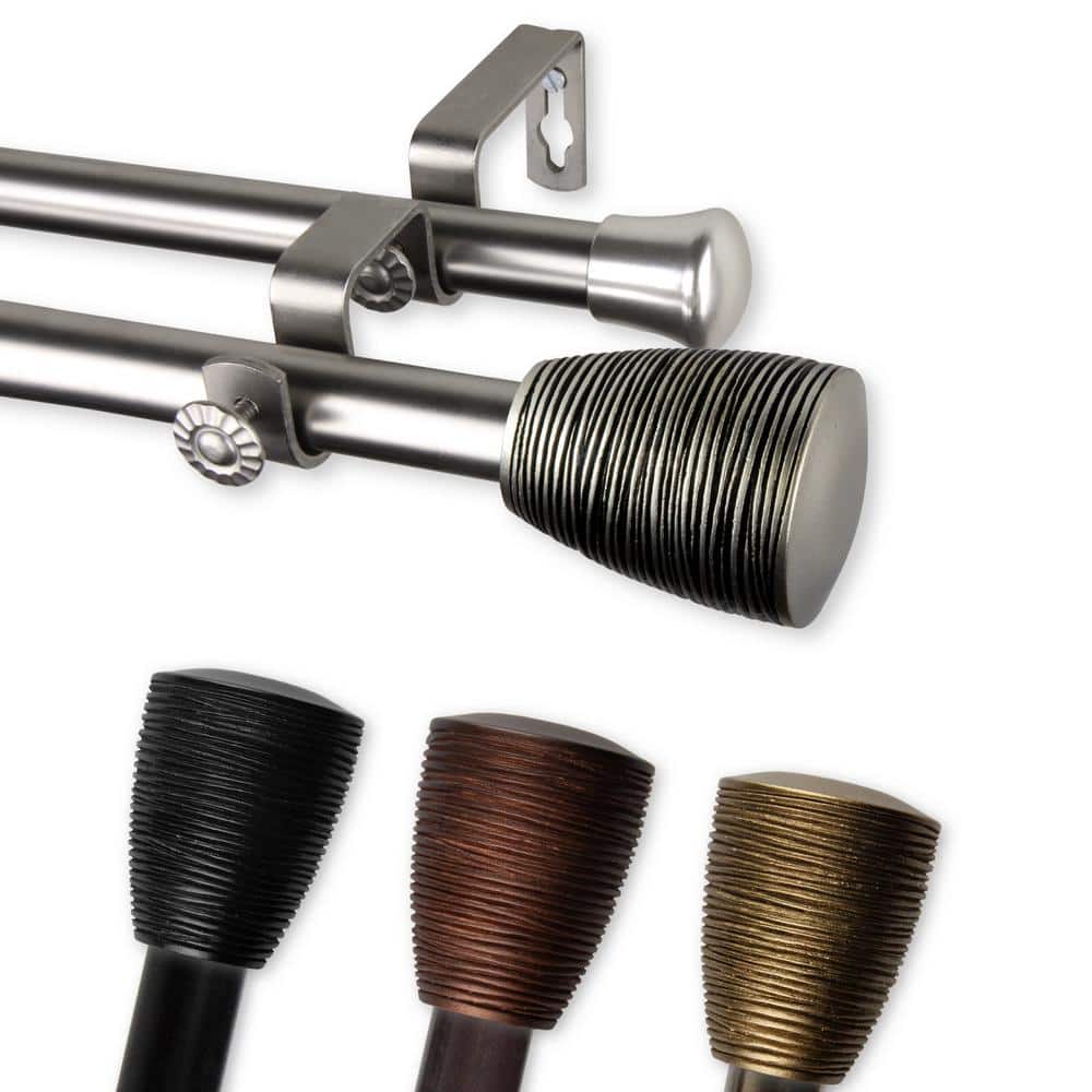 "13/16"" Dia Adjustable 120-170"" Double Curtain Rod in Black with Senna Finials" price history on PriceWatchPro