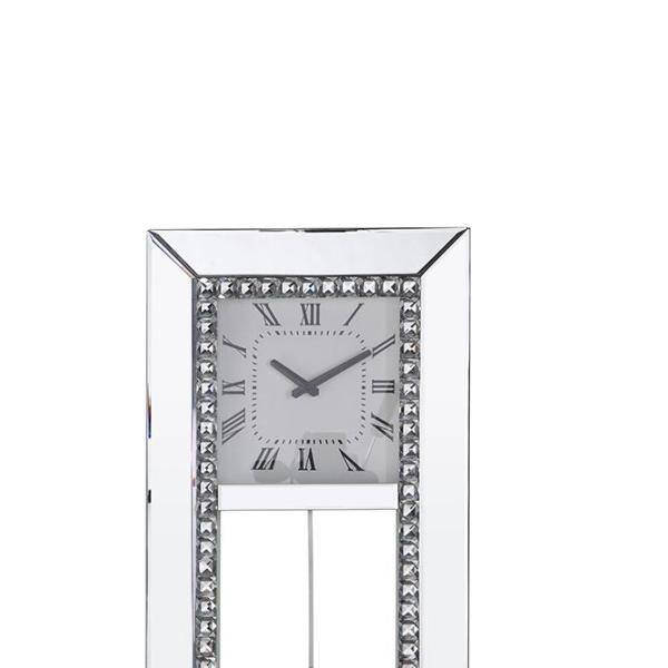 Lotus Mirrored Wall Clock with Faux Crystal Diamonds