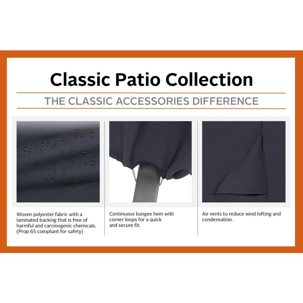 Black Water-Resistant Outdoor Grill Cover with Charcoal Chimney