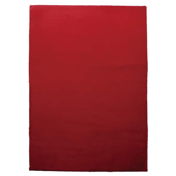 United Weavers Faux Rabbit Fur Lulia Red 5 ft. 3 in. x 7 ft. 2 in. Area Rug