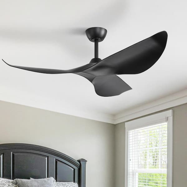 38 in. Indoor/Outdoor Black Downrod Mount Standard Ceiling Fan without Light, Reversible DC Motor and Remote Included