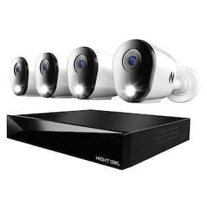 12-Channel Wired DVR Security System with 1TB Hard Drive and 4 4K Wired Spotlight Cameras with 2-Way Audio