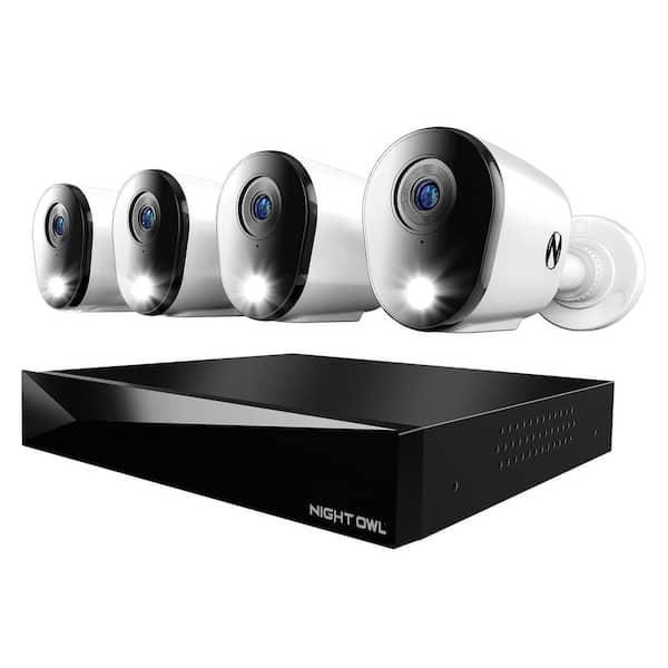 Night Owl 12-Channel Wired DVR Security System with 1TB Hard Drive and 4 4K Wired Spotlight Cameras with 2-Way Audio