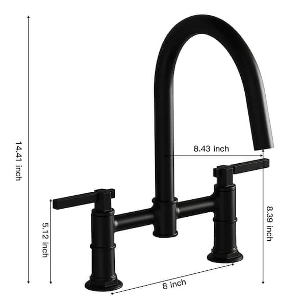 BWE Black Double Handle Bridge Filtered Kitchen Faucet | C-4080-B