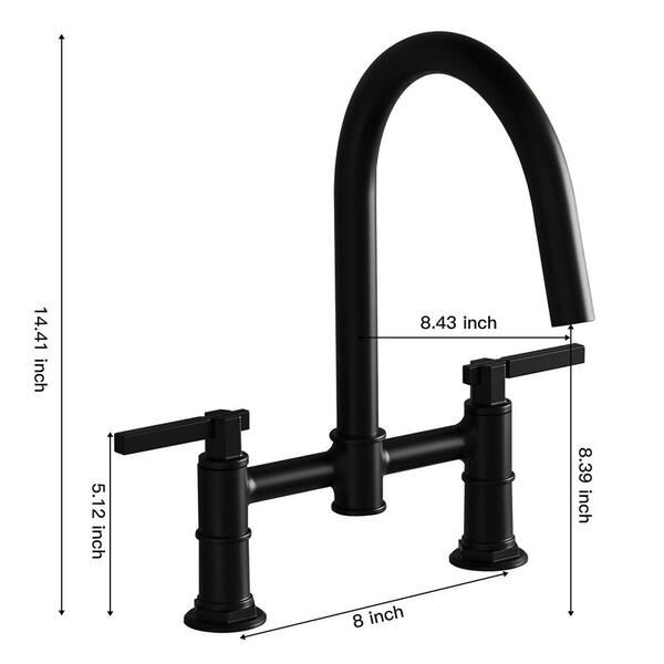 BWE Modern Double-Handle 2-Holes Deck Mount Bridge Kitchen Faucet