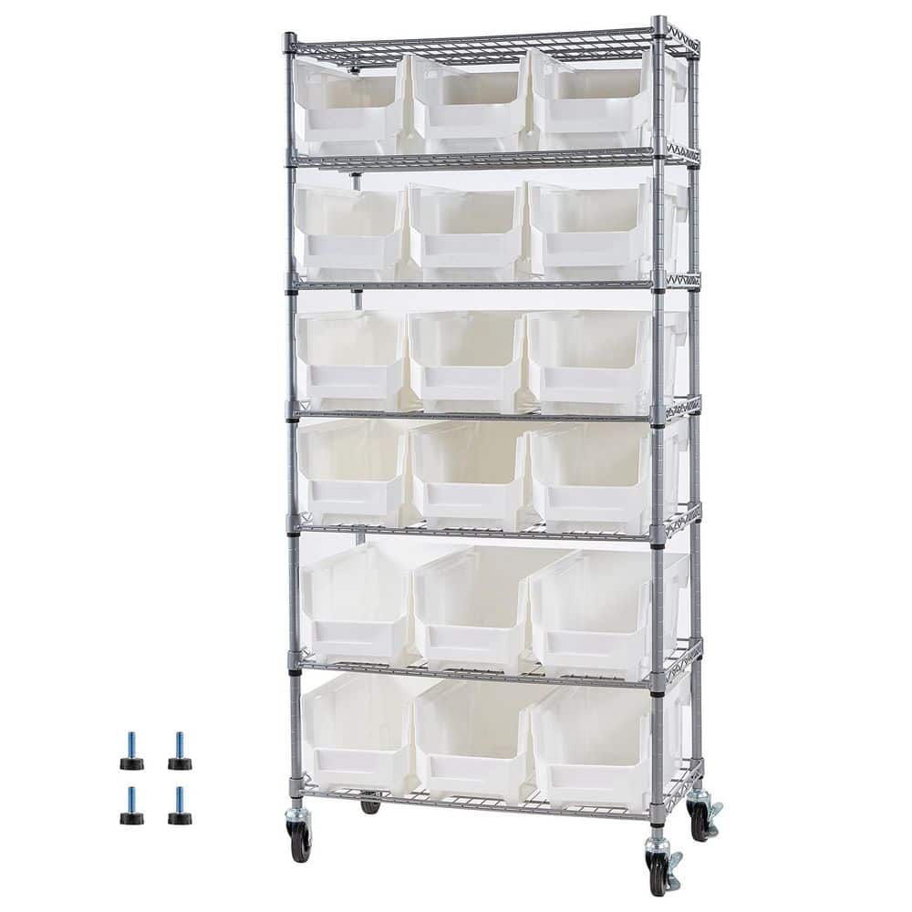 SKYSHALO Tool Organizer w/ Wheels, 7-Tier Rolling Bin Storage Rack