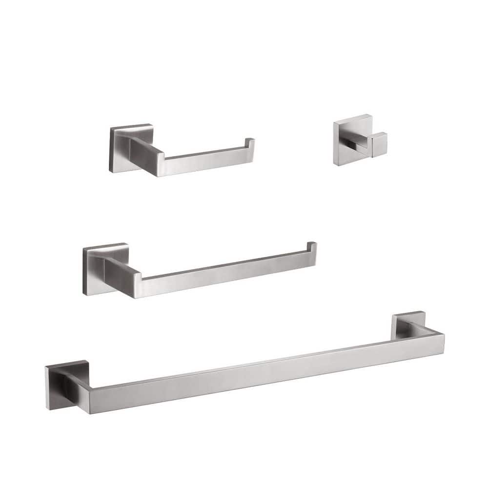 4-Piece Bathroom Hardware Set with Towel Bar, Paper Holder and Hooks in Brushed Nickel Finish, Durable Stainless Steel price history on PriceWatchPro