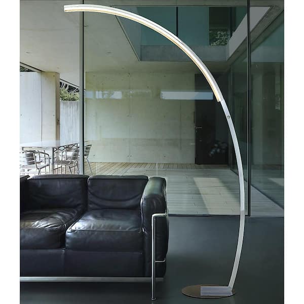 Launch Chrome Dimmable LED Arc Floor Lamp, - Chrome