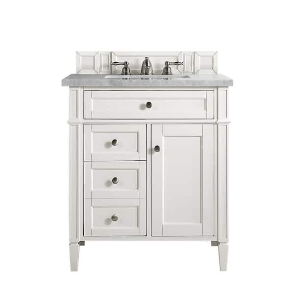 James Martin Vanities Brittany 30 in. W x 23.5 in. D x 34 in. H Bath Vanity in Bright White with Eternal Serena Quartz Top