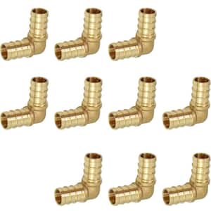 1/2 in. Brass PEX x PEX 90-Degree Elbow Barb Pipe Fitting (10-Pack)