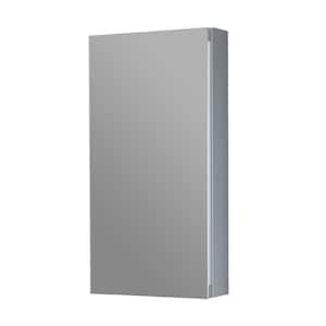15 in. W x 24 in. H Rectangular Aluminum Surface/Recessed Mount Satin Mirrored Soft Close Medicine Cabinet with Mirror
