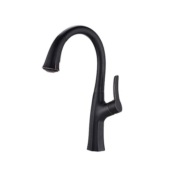 CASAINC Single Handle Pull Down Kitchen Faucet with Dual Function Sprayhead Oil Rubbed Bronze