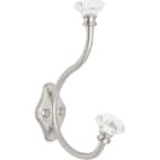 5-7/8 in Acrylic Facets Satin Nickel Coat Hook with Clear Accents