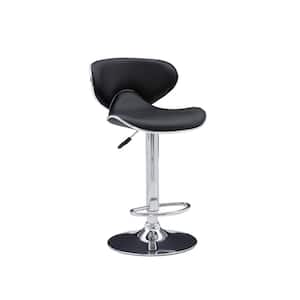32 in. Adjustable Height Black and Chrome Bar Stool