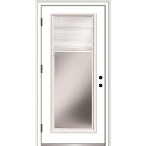 32 in. x 80 in. Internal Blinds Right-Hand Outswing Full Lite Clear Primed Fiberglass Smooth Prehung Front Door