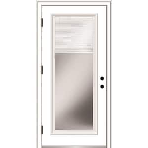 36 in. x 80 in. Internal Blinds Right-Hand Outswing Full Lite Clear Primed Fiberglass Smooth Prehung Front Door