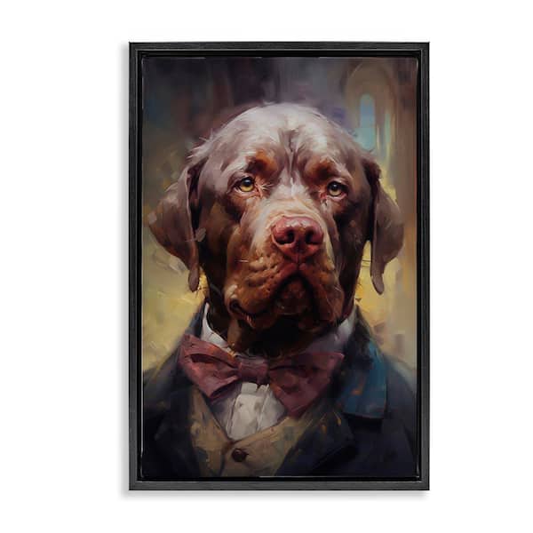 Stupell Industries Dog in Timeless Suit Fashion by Wumples Black Floater Frame Animal Graphic Art Print 31 in. x 21 in.