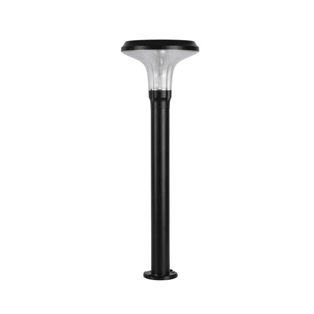 Black Aluminum LED Solar Pathway Bollard Lights, 2-Pack