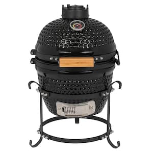 13 in. Charcoal Grill in Black with Built-In Thermometer