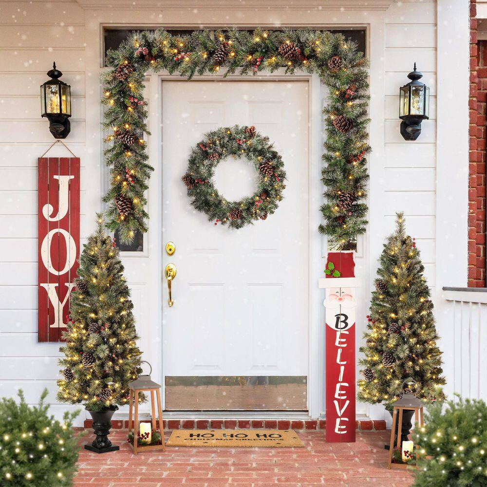 Red and White 42" Wooden Santa Porch Sign with Believe Letters