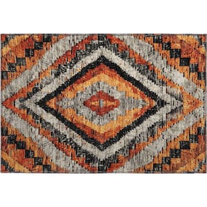 Mayfield Premium Machine Washable Abstract AMF1890 Terracotta 2 ft. x 3 ft. Area Rug