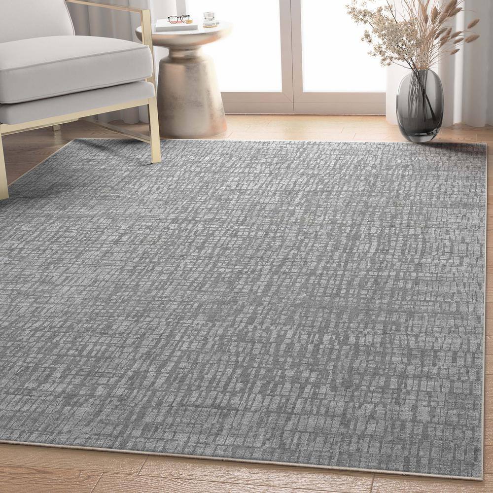 Gray Abstract Geometric Flat-Weave Area Rug 5'3" x 7'3"