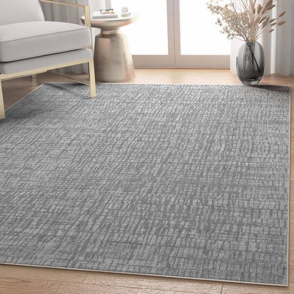 Gray 9 ft. 10 in. x 13 ft. Abstract Nightscape Modern Geometric Flat-Weave Area Rug