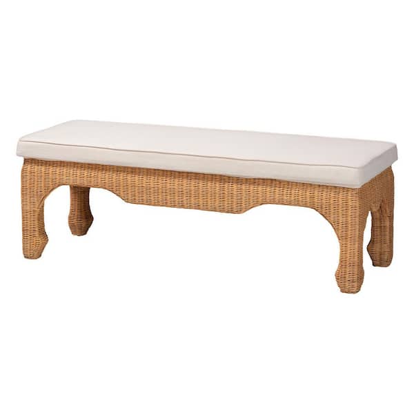 Abena Light Honey Rattan Accent Bench 53.1 in.