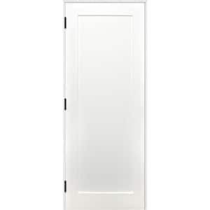 36 in. x 80 in. Shaker Unfinished 1-Panel All Wood Primed Pine Wood Reversible Single Prehung Interior Door