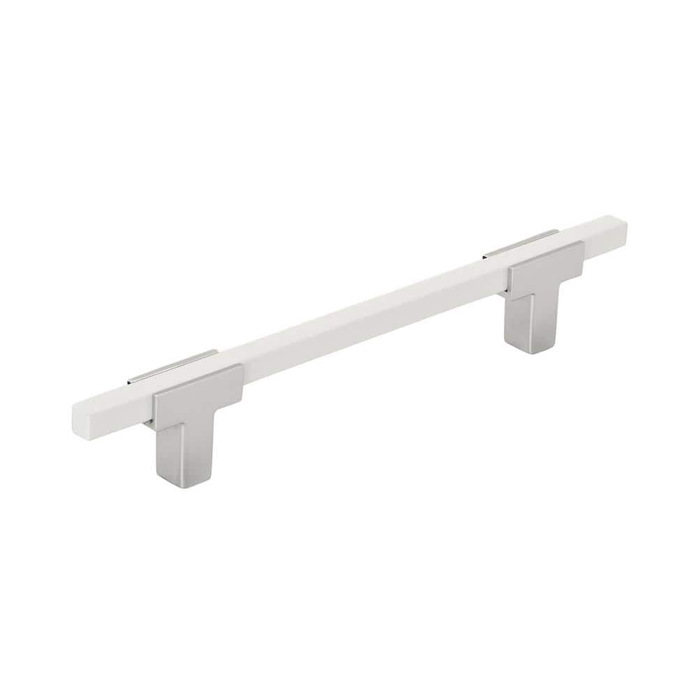Urbanite 5-1/16 in. (128mm) Modern Polished Chrome/White Bar Cabinet Pull