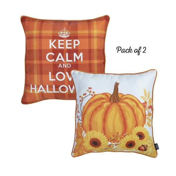 Set of 4 Thanksgiving Throw Pillow Covers with Seasonal Fall Quotes, 4  Autumn Designs (17 x 17 In)