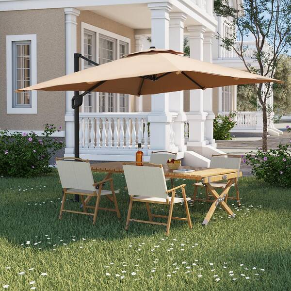 11 ft solar led lighted patio umbrella w tilt adjustment 11 FT Solar-Powered LED Lights Patio Cantilever Umbrella – grillncomfort main image 0