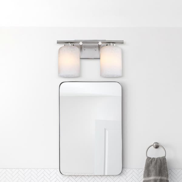 Bluestone Ridge 16 in. 2-Light Brushed Nickel Wall Vanity Light for Bathrooms