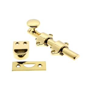 4-1/4 in. Solid Brass Polished Brass No Lacquer Dutch Door Surface Bolt