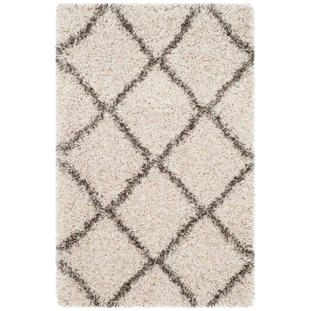 Hudson Shag Ivory/Gray 2 ft. x 3 ft. Geometric Diamonds Area Rug price history on PriceWatchPro
