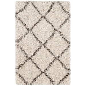 Hudson Shag Ivory/Gray 2 ft. x 3 ft. Geometric Diamonds Area Rug