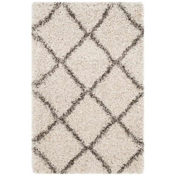 SAFAVIEH Hudson Shag Ivory/Gray 2 ft. x 3 ft. Geometric Diamonds Area Rug