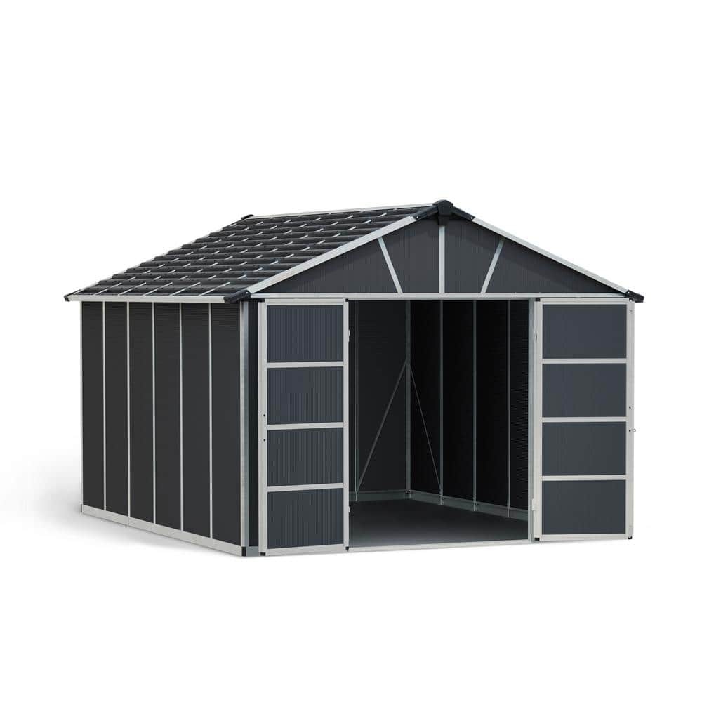 CANOPIA by PALRAM Yukon 11 ft. x 13 ft. Dark Gray Large Garden Outdoor Storage Shed with Floor -  705161