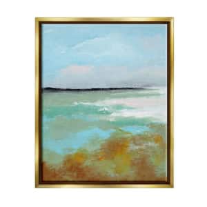 Abstract Ocean Moss Scenery Design By Nikita Jariwala Floater Frame Nature Art Print 21 in. x 17 in.