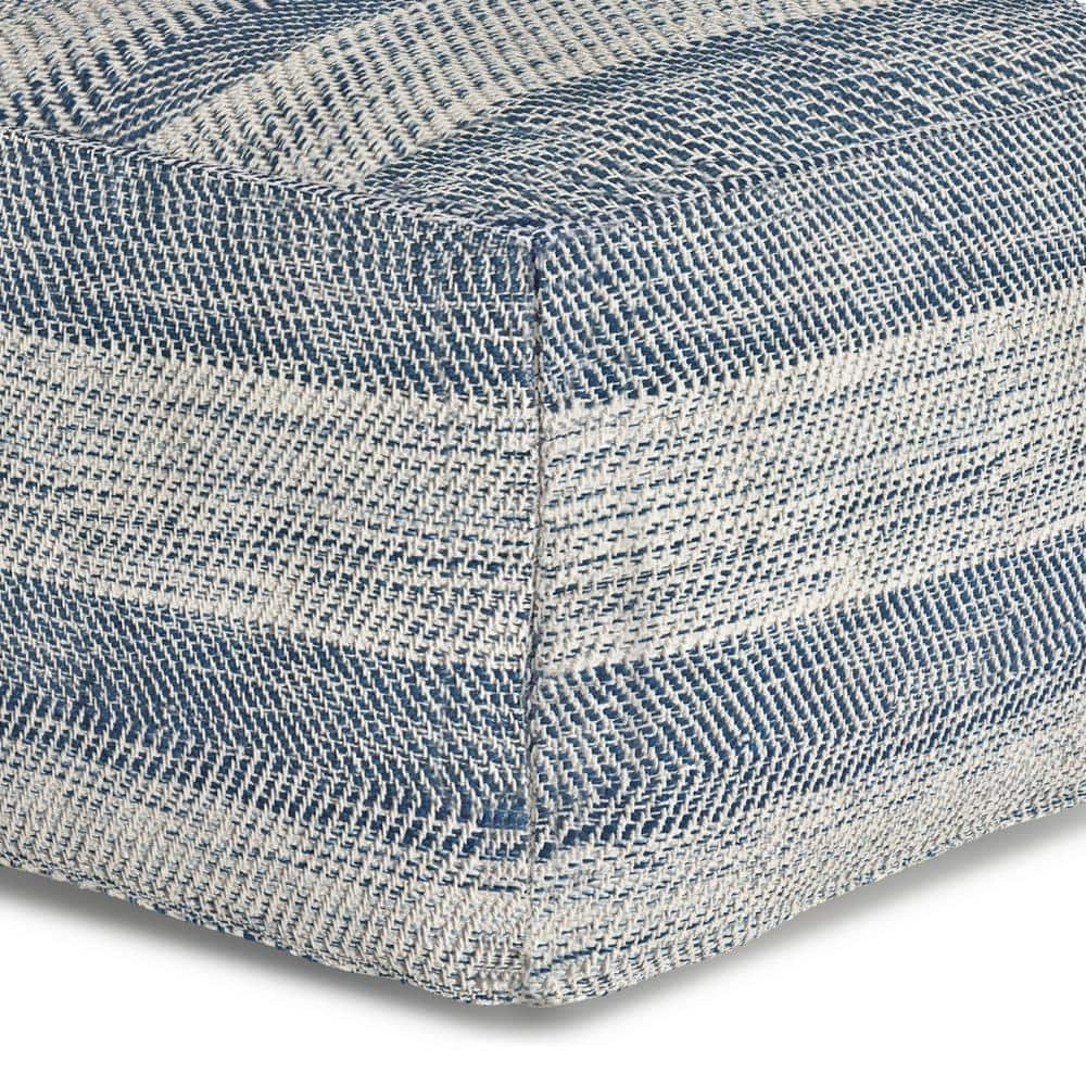 Clay Teal Melange Cotton Square Pouf