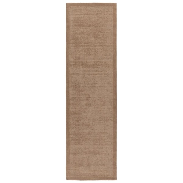 Mirage 2 ft. x 8 ft. Beige Solid Color Border Runner Rug